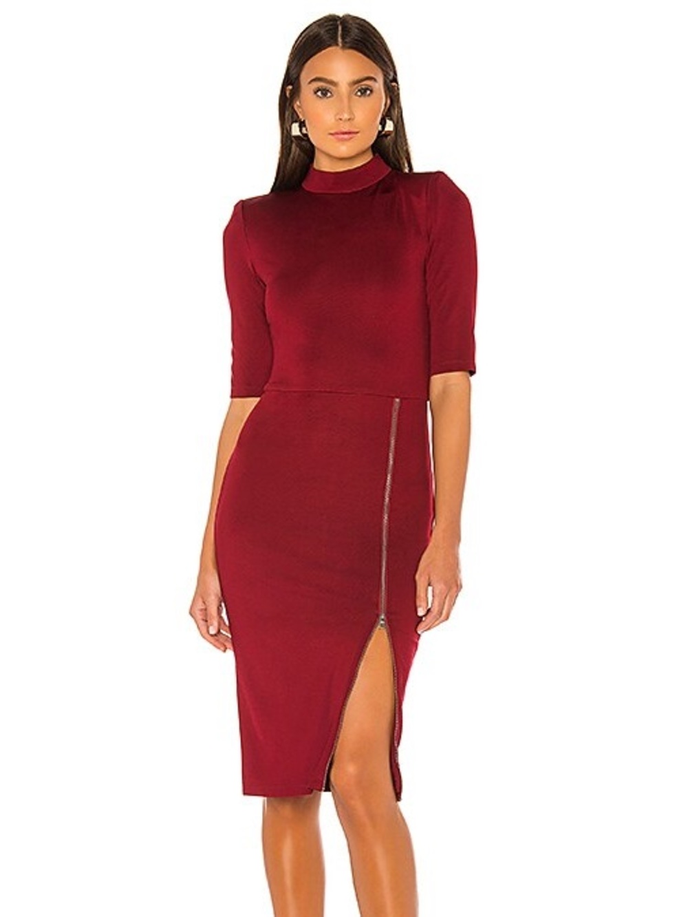 Revolve Alice & Olivia Inka Mock Neck Zip Midi Dress Size 6